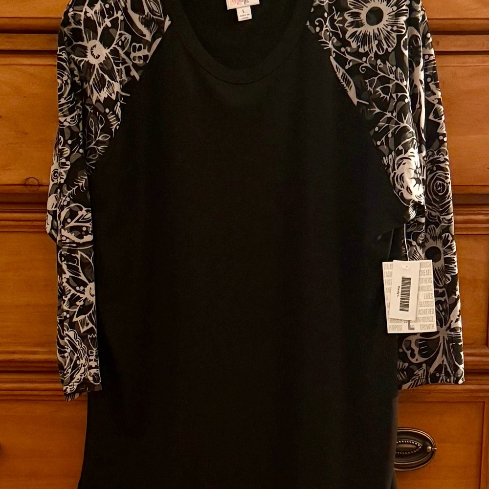 Black Top with Floral Sleeves